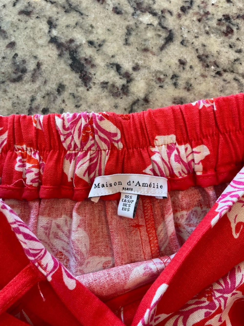 New Maison D’ Amelie linen blend Red Floral Wide-Leg cropped Pants SZ S - Picture 6 of 10
